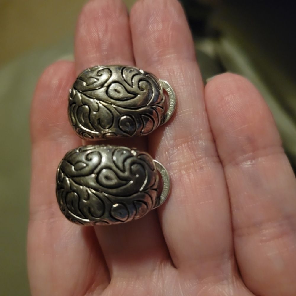 Premier Silver Tone Ornate Clip-On Earrings